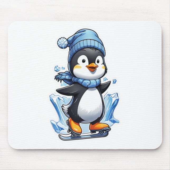 Winter Penguin Ice Staking Mouse Mat (Front)