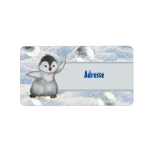 winter penguin label
