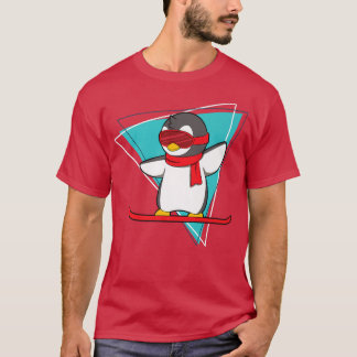 Winter Penguin On Snowboard Snowboarding  T-Shirt