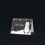 Winter Penguin Snowflake Pink Thank You Card<br><div class="desc">Winter Penguin Snowflake Pink Thank You Card</div>