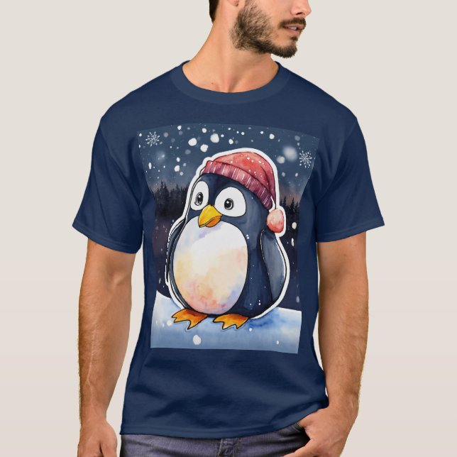 Winter Penguin T-Shirt – Cute & Cosy Cold-Weather  (Front)