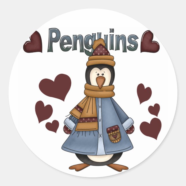Winter Penguin Tshirts and Gifts Classic Round Sticker (Front)