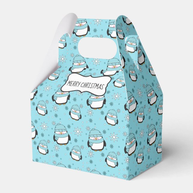 Winter Penguins Gable Favour Box (Front Side)