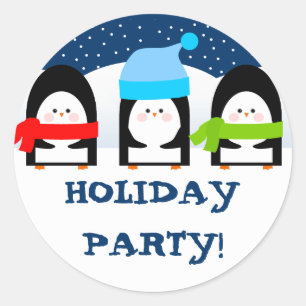 Winter Penguins Party Sticker
