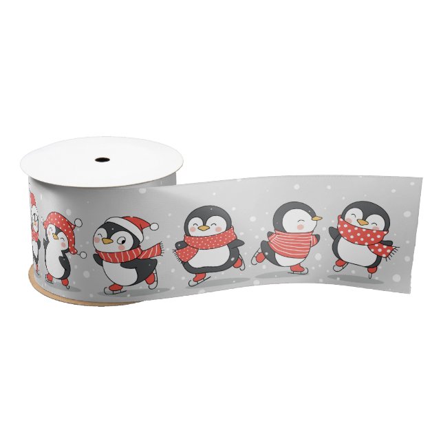 Winter Penguins Satin Ribbon (Spool)