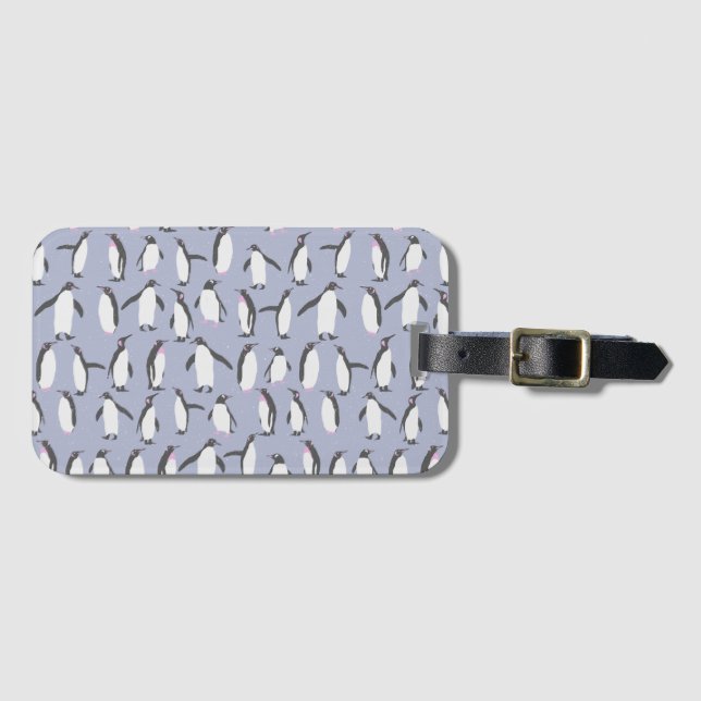 Winter Penguins seamless pattern + your ideas Luggage Tag (Front Horizontal)