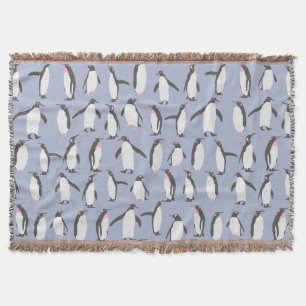 Winter Penguins seamless pattern + your ideas Throw Blanket