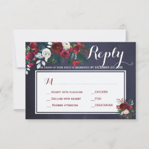 Winter Peonies Wedding Response Meal Choice RSVP
