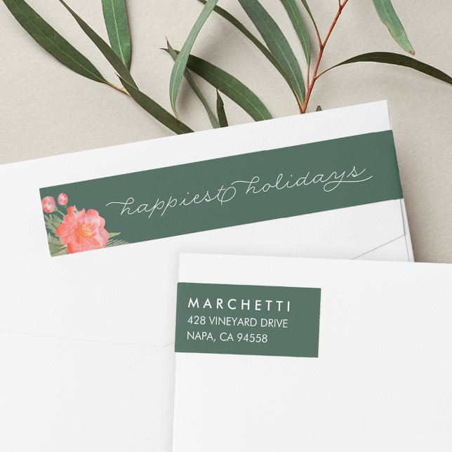 Winter Peony Holiday Wrap Around Label (Creator Uploaded)