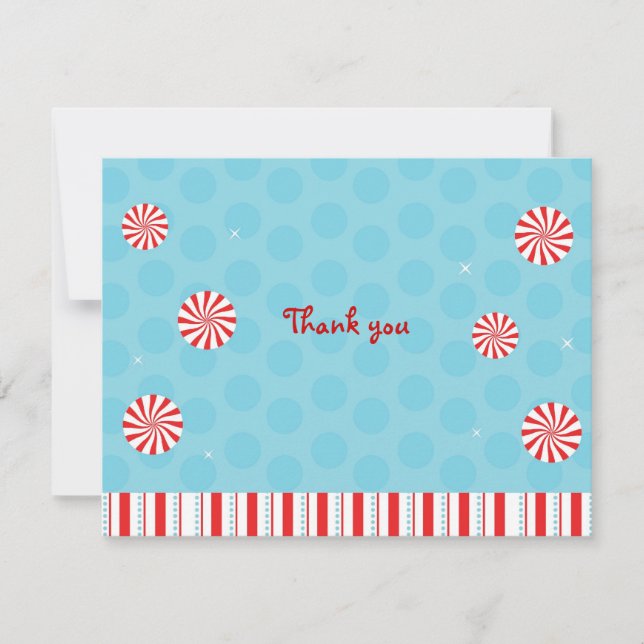 Winter Peppermint Flat Thank You Note Cards (Front)