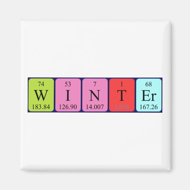 Winter periodic table name magnet (Front)