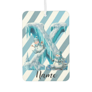 Winter personalized initial X name Car Air Freshener