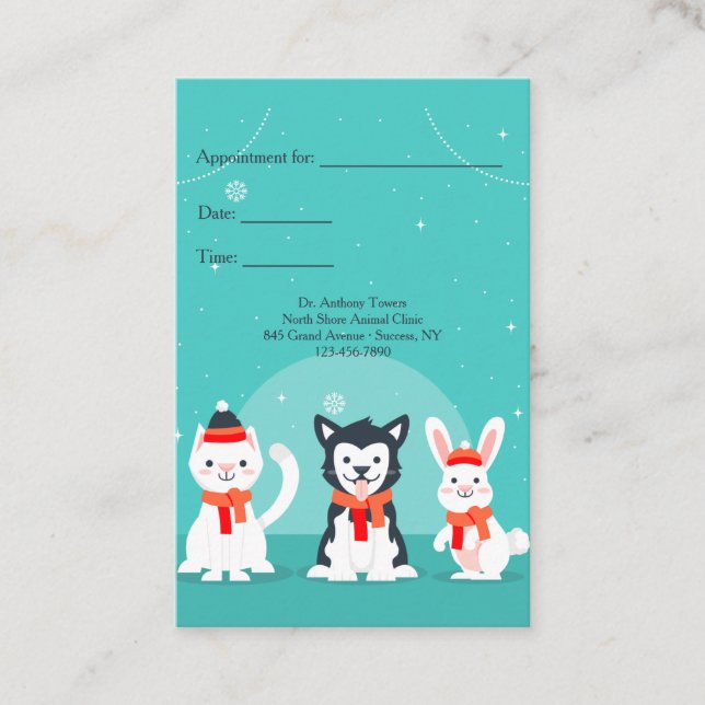 Winter Pets Veterinary Appointment Cards (Front)