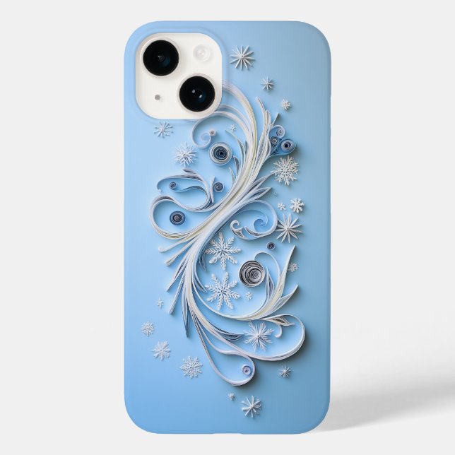 Winter Phone Case | Snowflakes and Ribbon (Back)