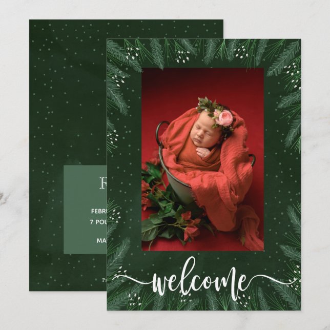 Winter Photo Baby Birth Announcements (Front/Back)