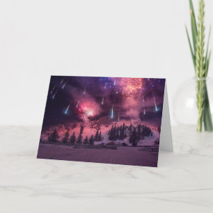 Winter Photo Snow Fireworks Holiday Christmas Card