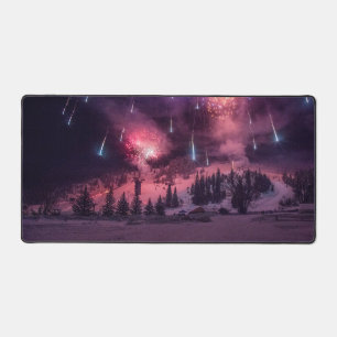 Winter Photo Snow Fireworks Holiday Christmas Desk Mat