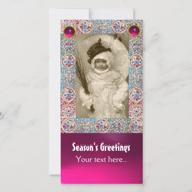 WINTER PHOTO TEMPLATE,ANGELS,PRECIOUS JEWELS ,GEMS HOLIDAY CARD (Front)