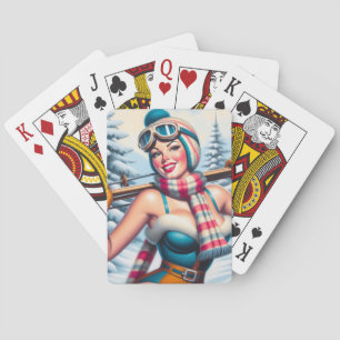 Winter Pin-up Girl Playing Cards