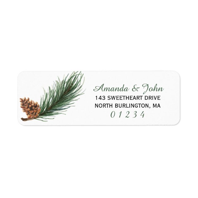 Winter Pine Branch Watercolor Return (Front)