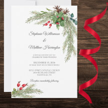 Winter Pine Branches with Berries Wedding 