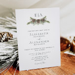 Winter Pine Cone Greenery Monogram Wedding Invitation<br><div class="desc">This elegant winter-themed wedding invitation features the monogram initials of the bride and groom framed with watercolor greenery, pine cones and winter evergreen branches, accented with snowberries. On the back is a green watercolor texture. Find matching rsvp and enclosure cards, as well as other matching products, in the collection. Message...</div>