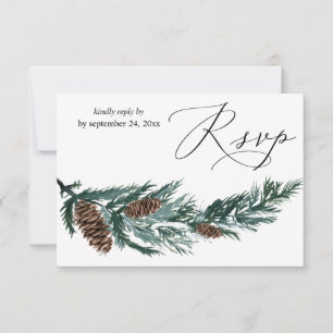 Winter Pine Cone & Greenery with Meal RSVP Card