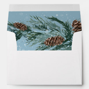 Winter Pine Cone & Leaves with Snow Envelope