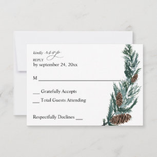 Winter Pine Cone & Tree Greenery no Meal RSVP Card