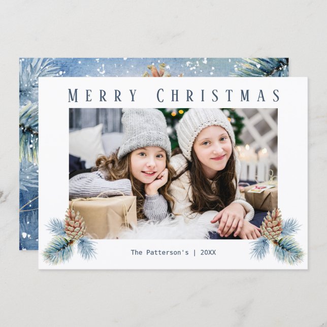 Winter Pine Cones Holiday Card (Front/Back)