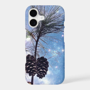 Winter Pine Cones under a starry night sky