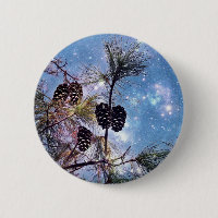 Winter Pine Cones under a starry night sky