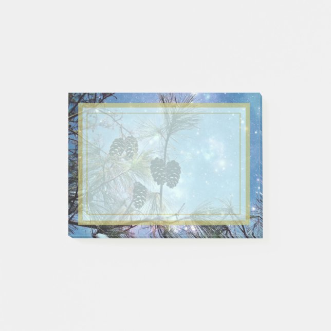 Winter Pine Cones under a starry night sky Post-it Notes (Front)