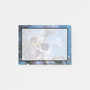 Winter Pine Cones under a starry night sky Post-it Notes
