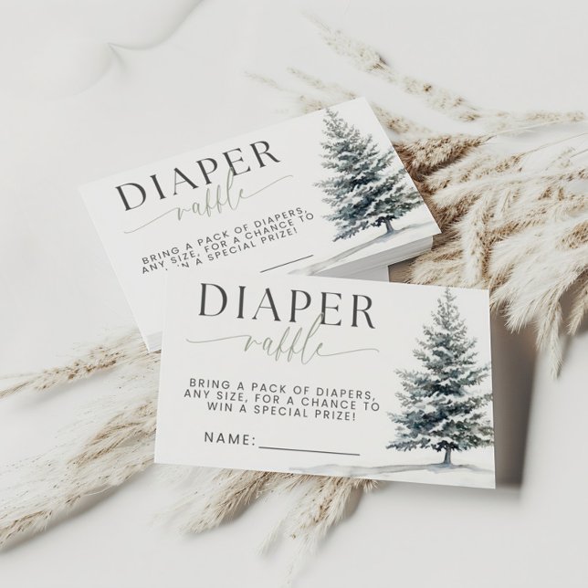 Winter Pine Diaper Raffle Baby Shower Card (Creator Uploaded)