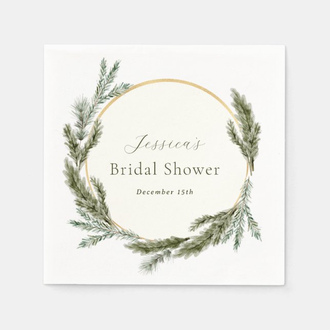 Winter Pine Evergreen Bridal Shower  Napkin (Front)