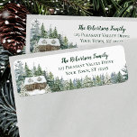 Winter Pine Forest Cabin Christmas Return Address<br><div class="desc">This cosy winter Christmas return address label features a watercolor rustic woodland scene with a cabin nestled in the snow-covered woods. Please check out the collection for a variety of matching products.</div>