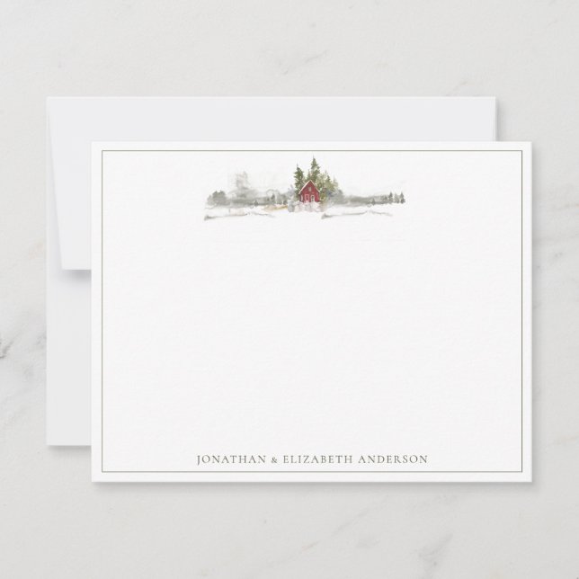 Winter Pine Forest Minimalist Note Card (Front)