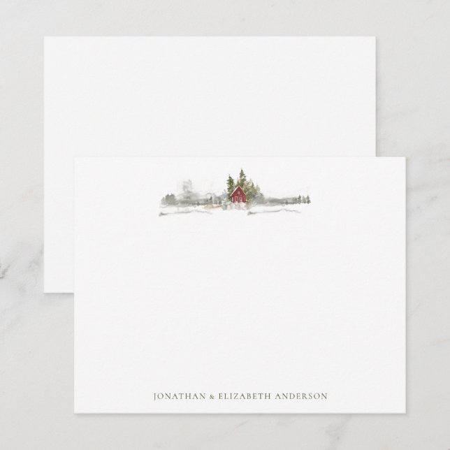 Winter Pine Forest Minimalist Note Card (Front/Back)