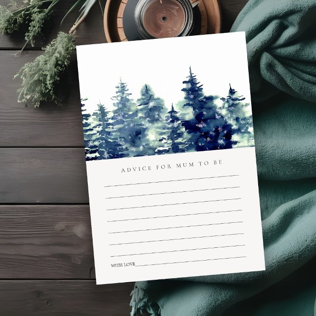 Winter Pine Forest Snow Advice for Mum Baby Shower Enclosure Card (Creator Uploaded)