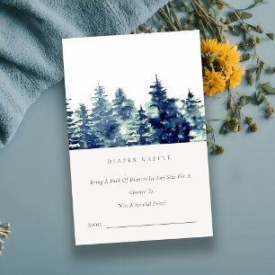 Winter Pine Forest Snow Diaper Raffle Baby Shower Enclosure Card