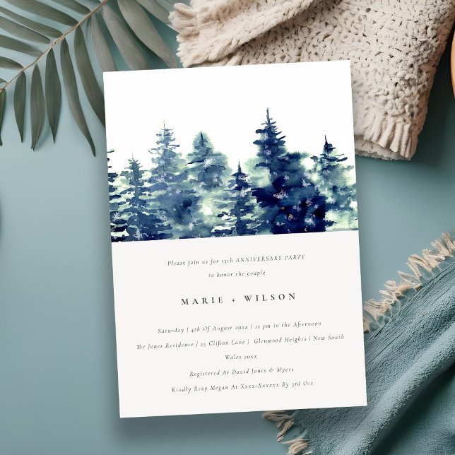 Winter Pine Forest Snowfall Any Year Anniversary Invitation (Creator Uploaded)