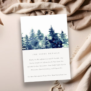 Winter Pine Forest Snowfall Wedding Details Enclosure Card