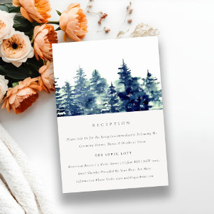 Winter Pine Forest Snowfall Wedding Reception Enclosure Card