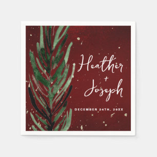 Winter Pine & Gold Christmas Festive Wedding Napkin