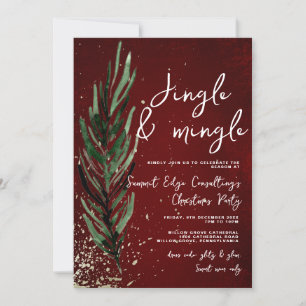 Winter Pine & Gold festive Office Christmas Party Invitation