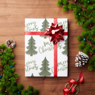 Winter Pine Green Tree Christmas Wrapping Paper