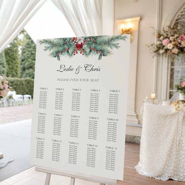 Winter Pine Greenery Wedding Seating Chart (Creator Uploaded)
