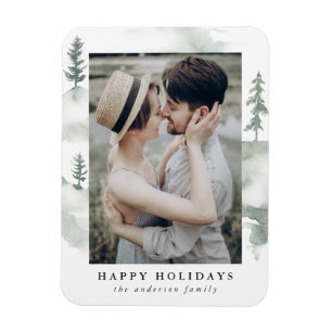 Winter Pine   Holiday Photo Magnet