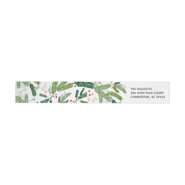 Winter Pine Leaves Wrap Around Label (Individual)